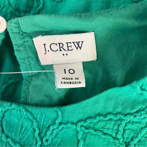 New! J. Crew green puff sleeve embroidered dress 26577 - Picture 6 of 10